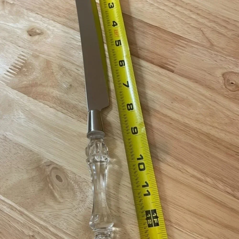 Vintage Fostoria Cake Knife Crystal Handle Stainless Steel 13.5”